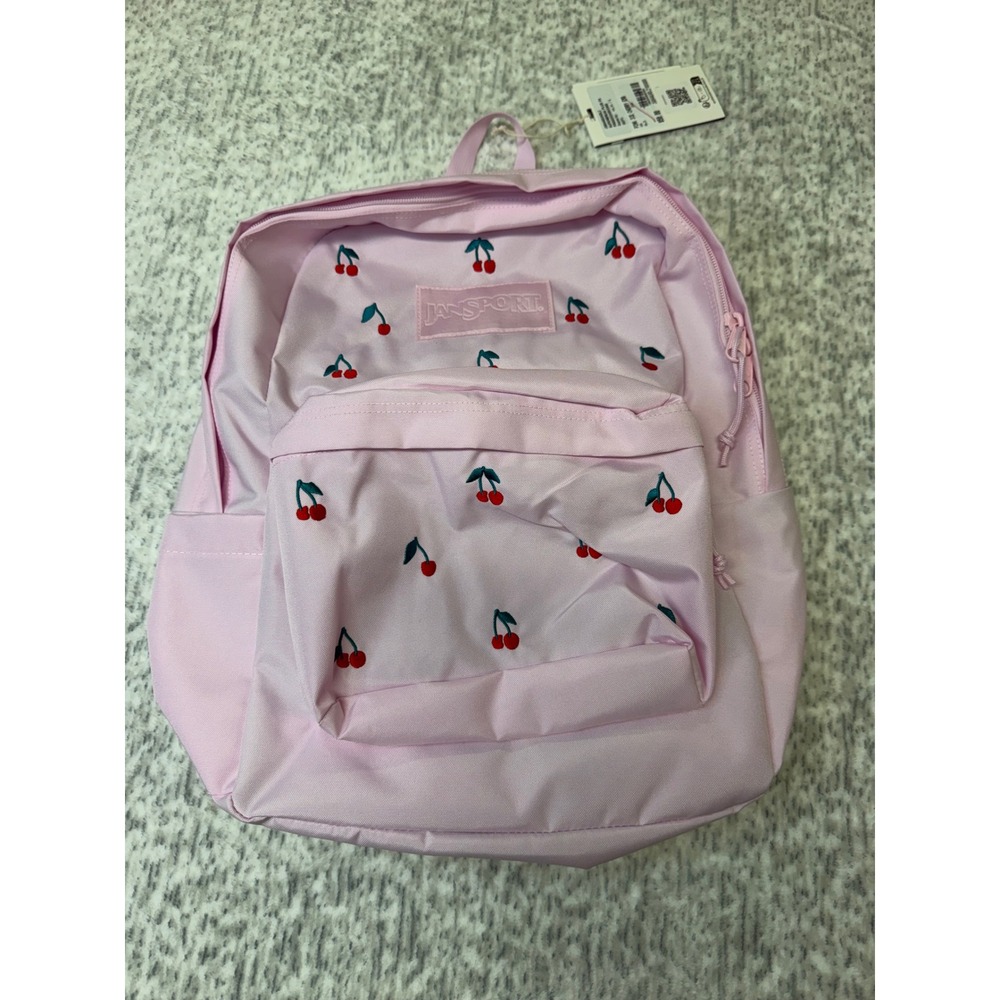 JanSport SuperBreak Plus FX Backpack Pink Ice Cherry Embroidered JS0A4QUADLZ